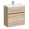 Venice Linea 800mm Rustic Oak Vanity Unit - Floor Standing with Drawer and 2-Doors