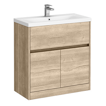 Venice Linea 800mm Rustic Oak Vanity Unit - Floor Standing with Drawer and 2-Doors
