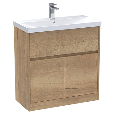 Venice Linea 800mm Rustic Oak Vanity Unit - Floor Standing with Drawer and 2-Doors