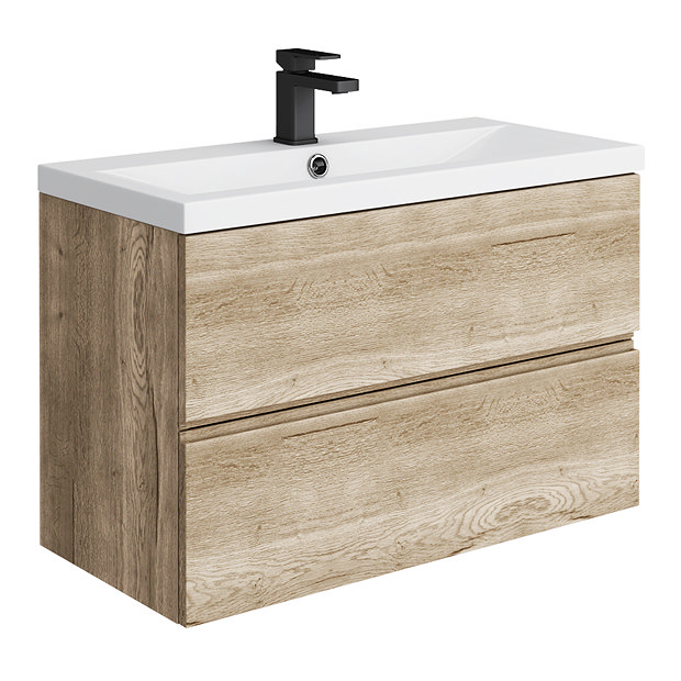 Venice Linea 800mm Rustic Oak Wall Hung 2Drawer Vanity Unit