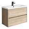 Venice Linea 800mm Rustic Oak Wall Hung 2-Drawer Vanity Unit