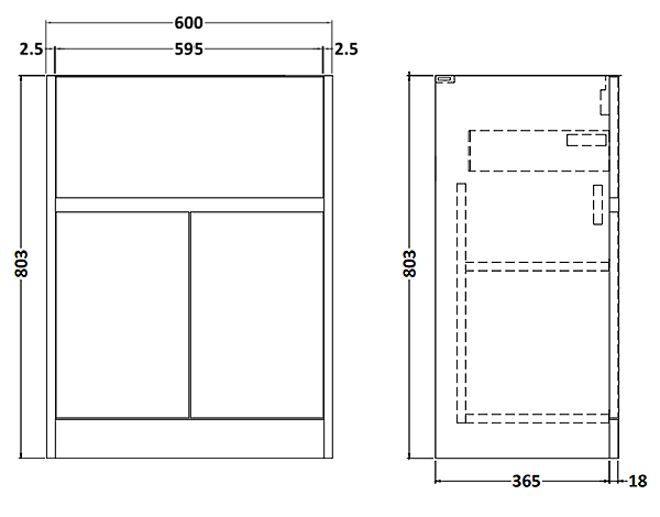 Venice Linea Floor Standing Vanity Unit w. Drawer and 2-Doors - Rustic Oak - 600mm with Matt Black Slimline Basin