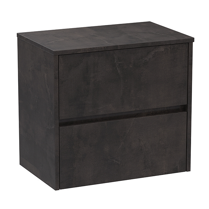 Venice Linea Metallic Slate Countertop Basin Unit - 600mm 2 Drawer with Oval Gloss White Basin