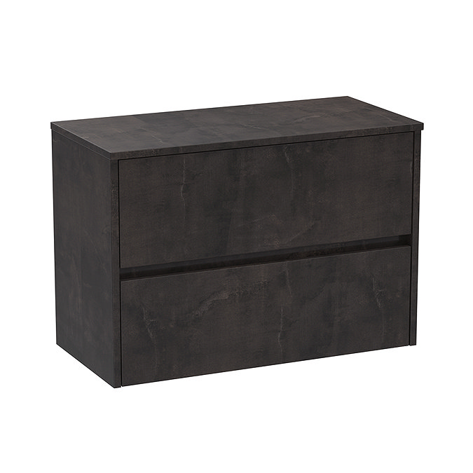 Venice Linea Metallic Slate Countertop Basin Unit - 800mm 2 Drawer with Oval Gloss White Basin