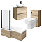 Venice Linea Rustic Oak Bathroom Suite (with Oval Basin, Vanity Unit, WC Unit + L-Shaped Bath)