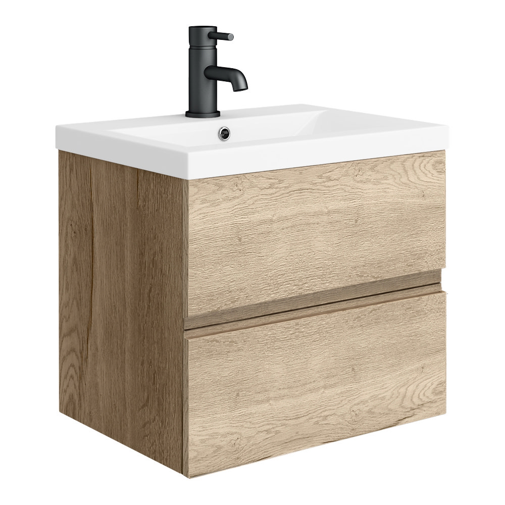 Venice Linea Rustic Oak Cloakroom Suite (Wall Hung Vanity + Toilet)