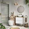 Venice Linea Satin White Countertop Basin Unit - 600mm 2 Drawer with Oval Gloss White Basin