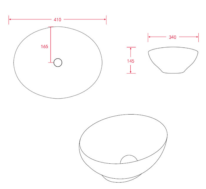 Venice Linea Satin White Countertop Basin Unit - 600mm 2 Drawer with Oval Gloss White Basin
