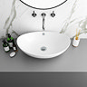Venice Linea Satin White Countertop Basin Unit - 800mm 2 Drawer with Oval Gloss White Basin