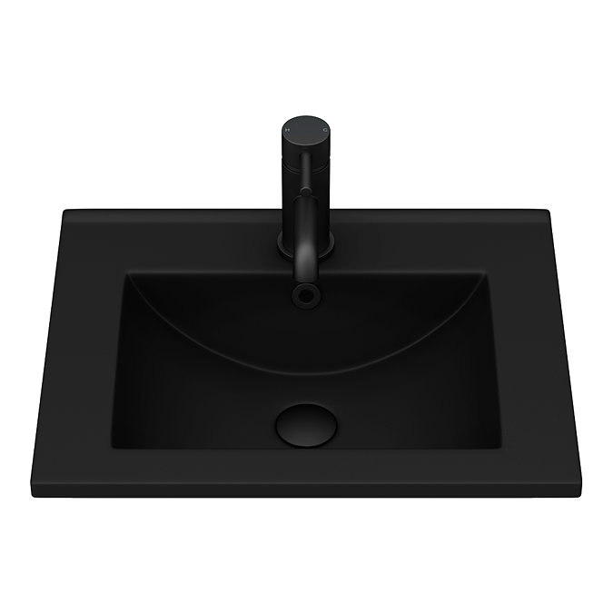 Venice Linea Wall Hung 2-Drawer Vanity Unit - Rustic Oak - 500mm with Matt Black Slimline Basin