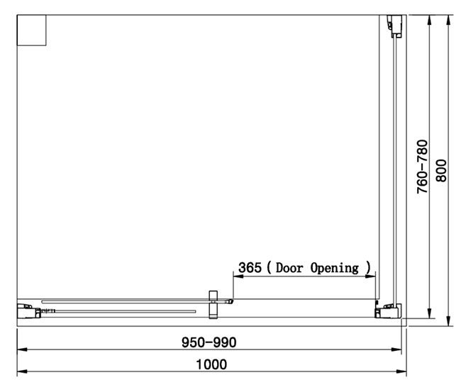 Venice Matt Black 1000 x 800mm Sliding Door Shower Enclosure without Tray