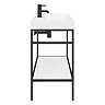 Venice Matt Black 1000mm Framed Washstand and Basin inc. Tap + Bottle Trap  In Bathroom Large Image