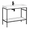 Venice Matt Black 1000mm Framed Washstand and Basin inc. Tap + Bottle Trap Large Image