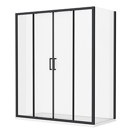 Venice Matt Black 1400 x 700mm Double Sliding Door Shower Enclosure without Tray