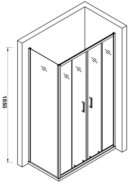 Venice Matt Black 1400 x 900mm Double Sliding Door Shower Enclosure without Tray