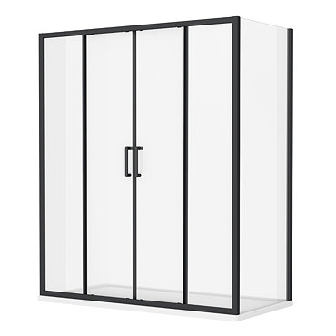 Venice Matt Black 1400 x 900mm Double Sliding Door Shower Enclosure without Tray