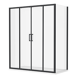 Venice Matt Black 1400 x 900mm Double Sliding Door Shower Enclosure without Tray
