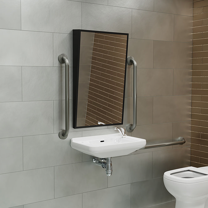 Venice Matt Black 500 x 800mm Angled Mirror Profile Large Image