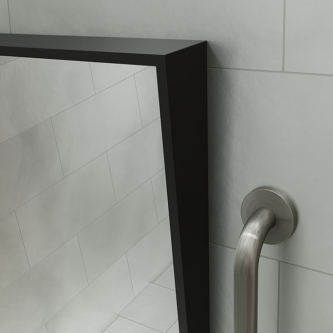 Venice Matt Black 500 x 800mm Angled Mirror Feature Large Image