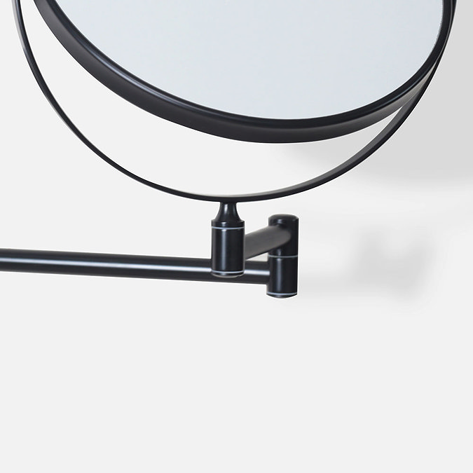 Venice Matt Black 5x Magnifying Cosmetic Mirror with Curved Wall Plate  Profile Large Image