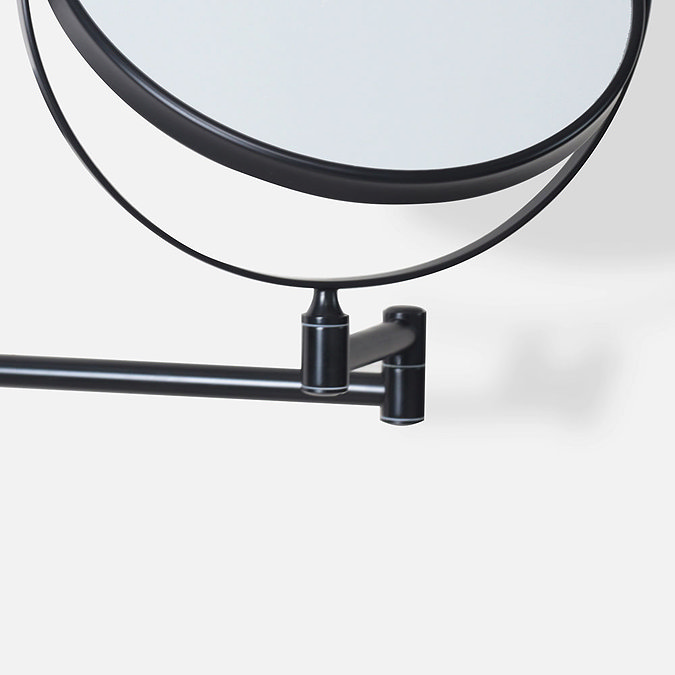 Venice Matt Black 5x Magnifying Cosmetic Mirror with Curved Wall Plate Profile Large Image