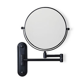 Venice Matt Black 5x Magnifying Cosmetic Mirror with Curved Wall Plate Medium Image
