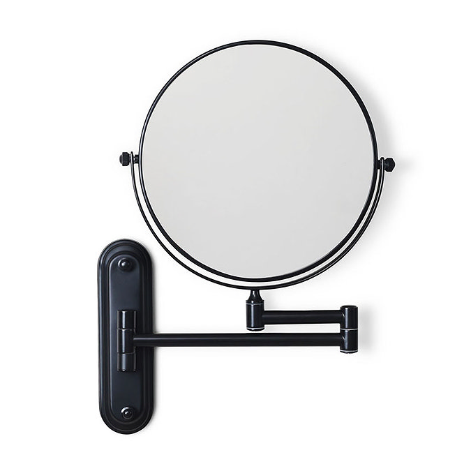 Venice Matt Black 5x Magnifying Cosmetic Mirror with Curved Wall Plate Large Image