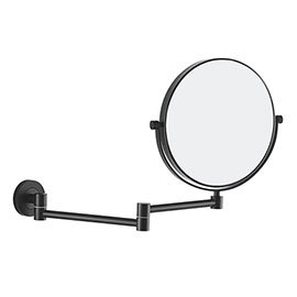 Venice Matt Black 5x Magnifying Cosmetic Mirror with Round Wall Plate Medium Image