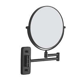 Venice Matt Black 5x Magnifying Cosmetic Mirror with Square Wall Plate Medium Image
