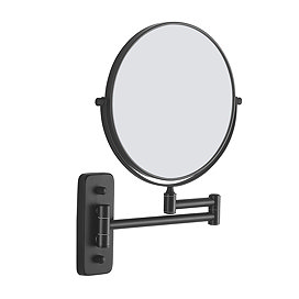 Venice Matt Black 5x Magnifying Cosmetic Mirror with Square Wall Plate Large Image