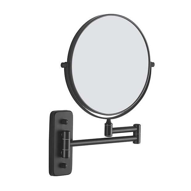 Venice Matt Black 5x Magnifying Cosmetic Mirror with Square Wall Plate Large Image