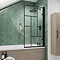 Venice Matt Black 8mm Glass Abstract Grid Hinged Bath Screen (830 x 1520mm) Large Image