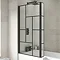 Venice Matt Black Abstract Grid L-Shaped Hinged Bath Screen  Profile Large Image