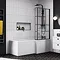 Venice Matt Black Abstract Grid L-Shaped Hinged Bath Screen  Standard Large Image