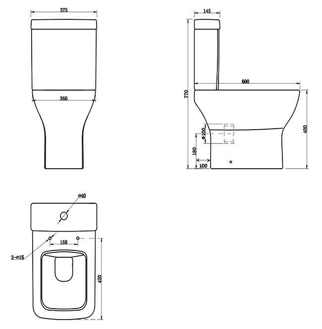 Venice Matt Black B-Shaped Complete Bathroom Package