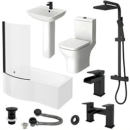 Venice Matt Black B-Shaped Complete Bathroom Package