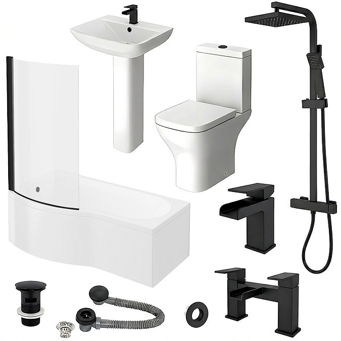 Venice Matt Black B-Shaped Complete Bathroom Package