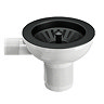 Venice Matt Black Basket Strainer Kitchen Sink Waste with Rectangular Overflow Plate
