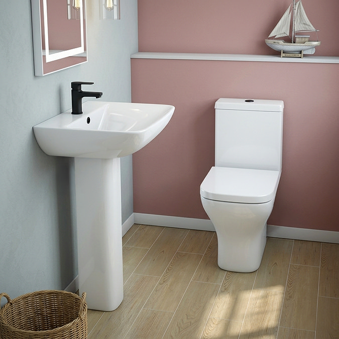 Venice Matt Black Complete Modern Bathroom Package with L-Shaped Bath