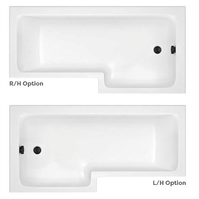 Venice Matt Black Complete Modern Bathroom Package with L-Shaped Bath