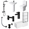 Venice Matt Black Complete Modern Bathroom Package with L-Shaped Bath