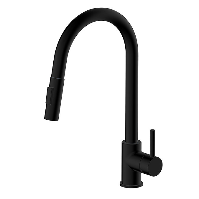 Venice Matt Black Kitchen Sink Mixer with Pull-Out Hose and Spray Head