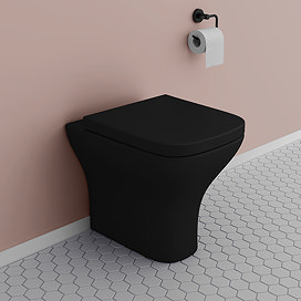 Venice Matt Black Modern Back To Wall Pan + Soft Close Seat