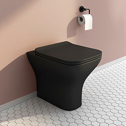 Venice Matt Black Back to Wall Pan with Soft Close Seat