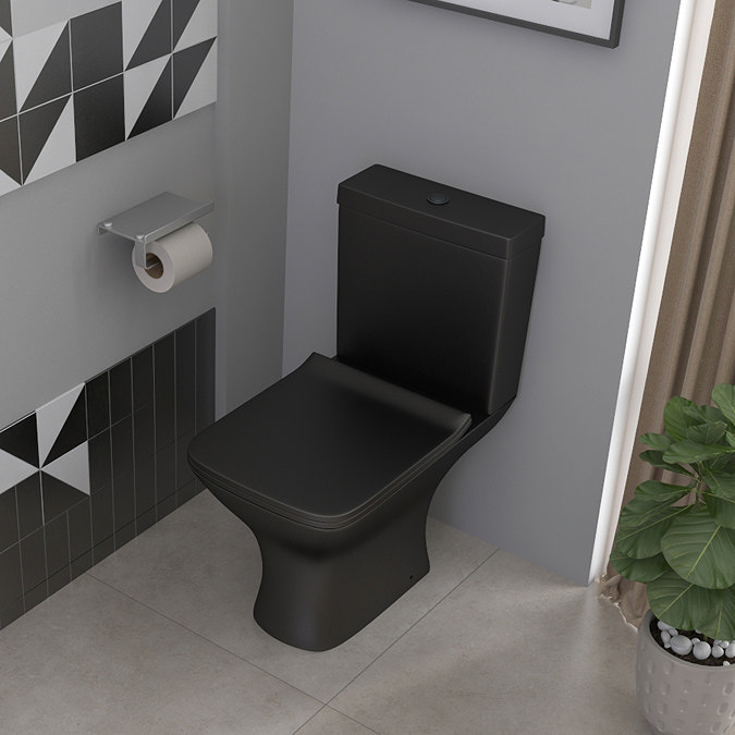 Venice Matt Black Modern Toilet with Soft Close Seat