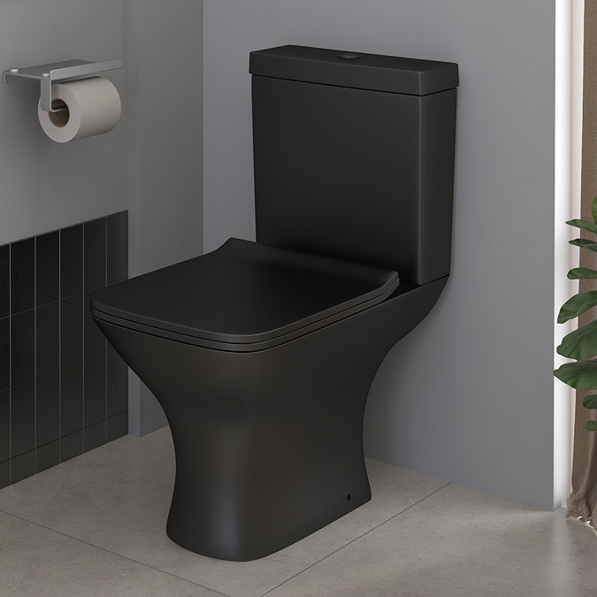 Venice Matt Black Modern Toilet with Soft Close Seat