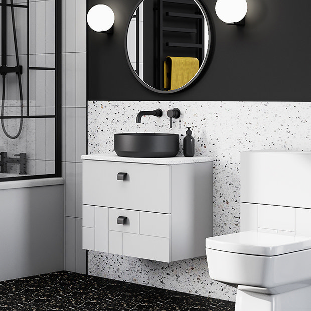 Venice Matt Black Round Counter Top Basin 350mm Diameter