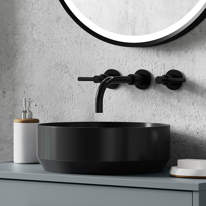 Venice Matt Black Round Counter Top Basin - 350mm Diameter  Standard Large Image