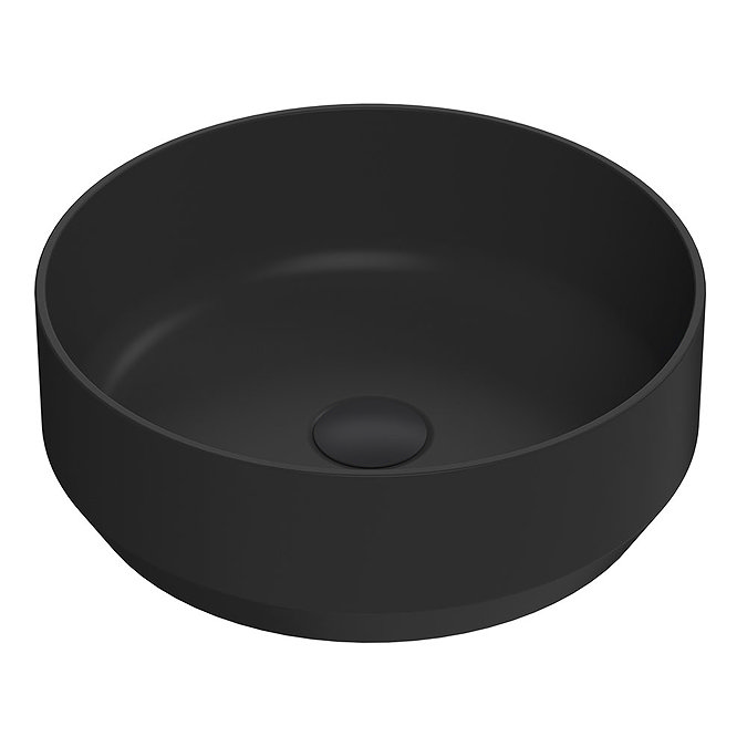 Venice Matt Black Round Counter Top Basin - 350mm Diameter Large Image