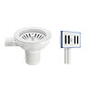 Venice Matt White Basket Strainer Kitchen Sink Waste with Rectangular Overflow Plate